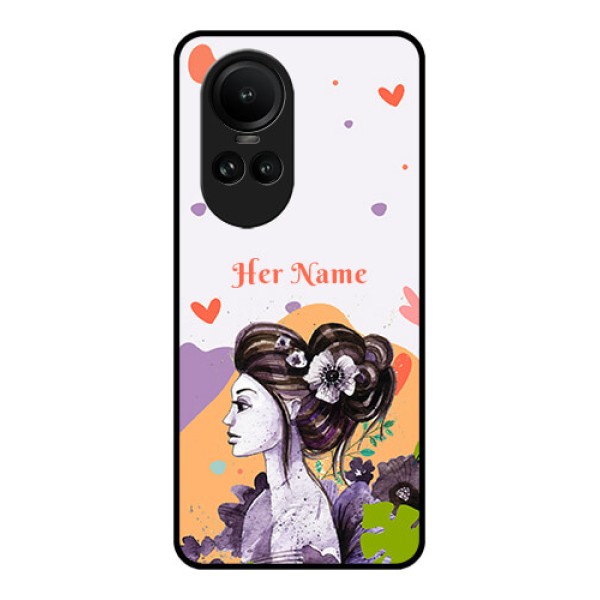 Oppo Reno 10 5G Personalized Glass Phone Case - Woman And Nature Design