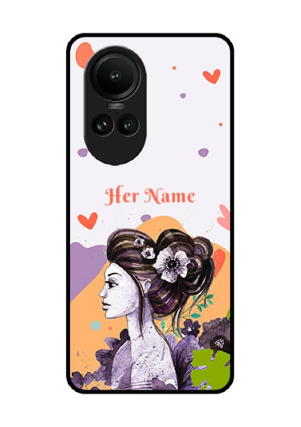 Oppo Reno 10 5G Personalized Glass Phone Case - Woman And Nature Design