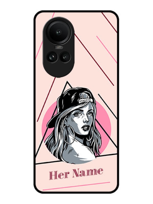 Custom Oppo Reno 10 5G Personalized Glass Phone Case - Rockstar Girl Design