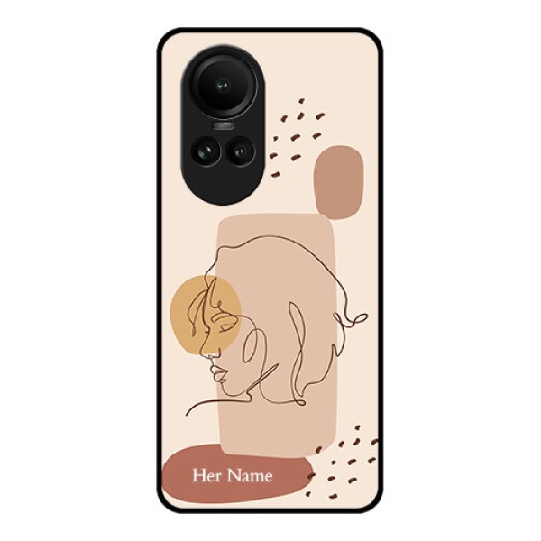 Oppo Reno 10 5G Photo Printing on Glass Case - Calm Woman line art Design Oppo Reno 10 5G Photo Printing on Glass Case - Calm Woman line art Design