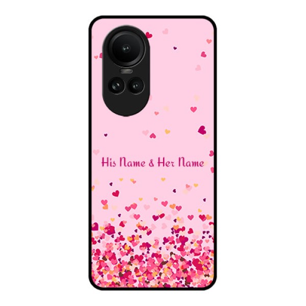 Oppo Reno 10 5G Photo Printing on Glass Case - Floating Hearts Design
