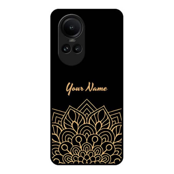 Oppo Reno 10 5G Custom Glass Phone Case - Golden mandala Design