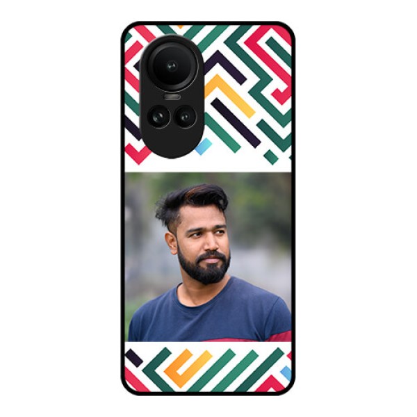 Oppo Reno 10 5G Personalized Glass Phone Case - Colorful Maze Pattern Design Oppo Reno 10 5G Personalized Glass Phone Case - Colorful Maze Pattern Design