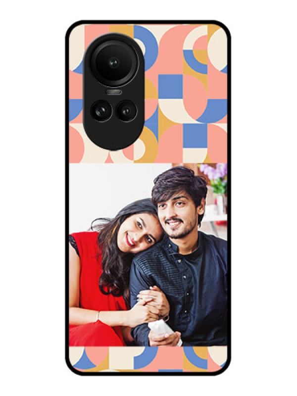 Custom Oppo Reno 10 5G Photo Printing on Glass Case - Semi-circle Maze Pattern Design