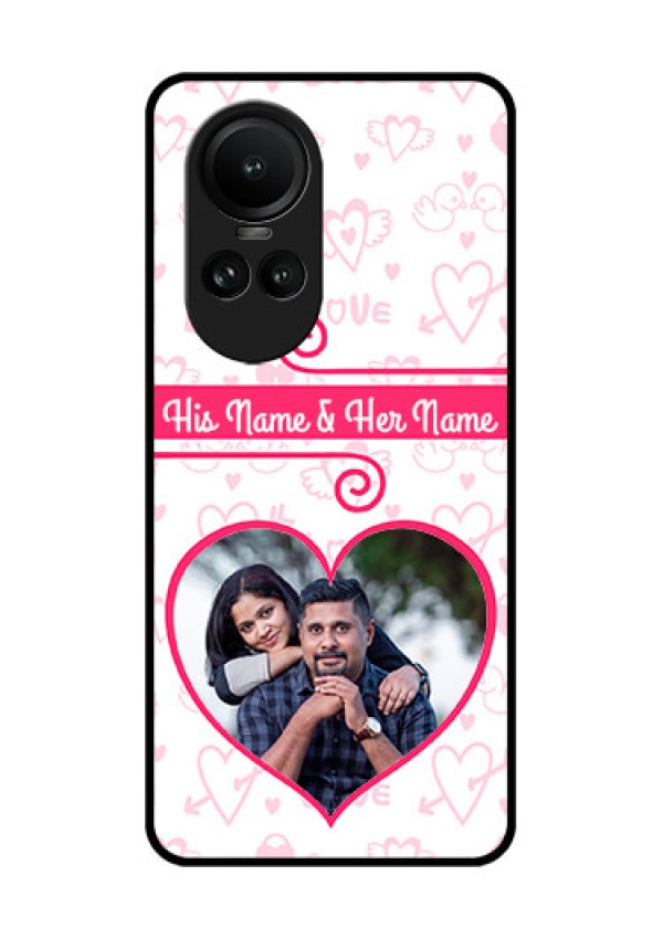 Oppo Reno 10 Pro 5G Personalized Glass Phone Case - Heart Shape Love Design