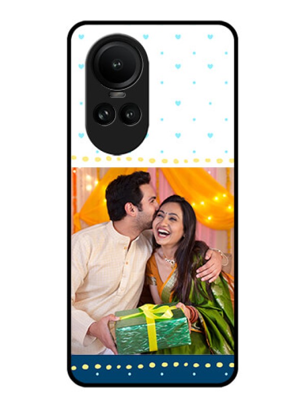 Custom Oppo Reno 10 Pro 5G Personalized Glass Phone Case - White and Blue Abstract Design