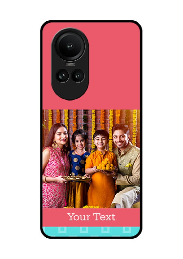 Oppo Reno 10 Pro 5G Personalized Glass Phone Case - Peach & Blue Color Design