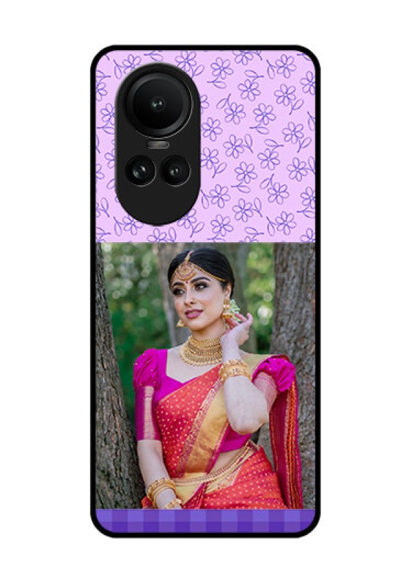 Oppo Reno 10 Pro 5G Custom Glass Phone Case - Purple Floral Design