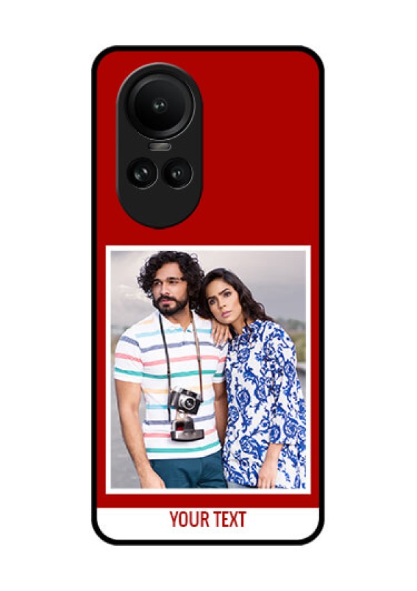 Oppo Reno 10 Pro 5G Personalized Glass Phone Case - Simple Red Color Design