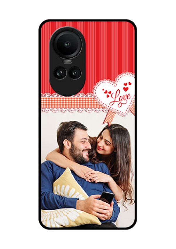 Oppo Reno 10 Pro 5G Custom Glass Mobile Case - Red Love Pattern Design