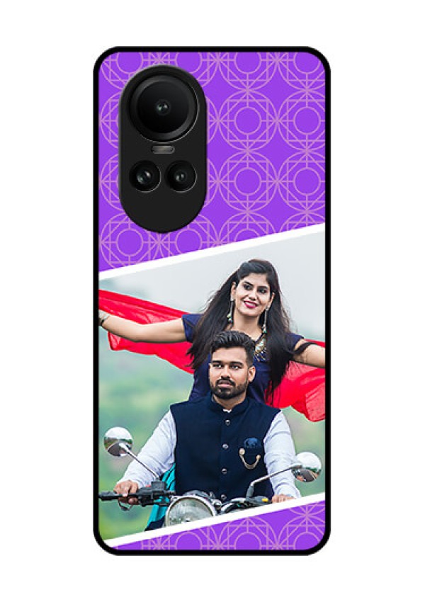 Oppo Reno 10 Pro 5G Custom Glass Phone Case - Violet Pattern Design