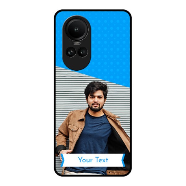 Oppo Reno 10 Pro 5G Photo Printing on Glass Case - Simple Blue Color Design