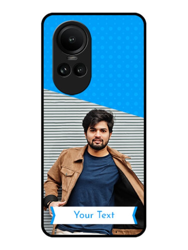 Custom Oppo Reno 10 Pro 5G Photo Printing on Glass Case - Simple Blue Color Design