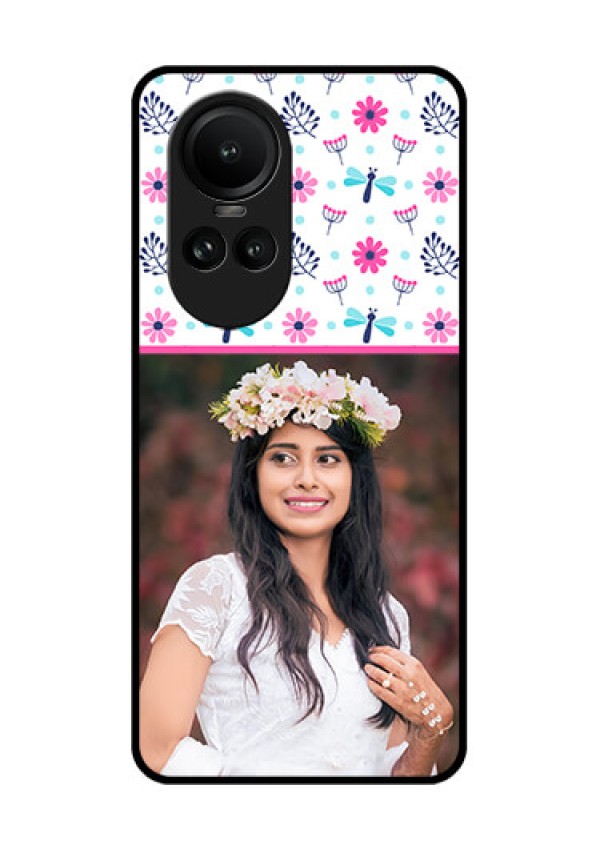 Oppo Reno 10 Pro 5G Photo Printing on Glass Case - Colorful Flower Design