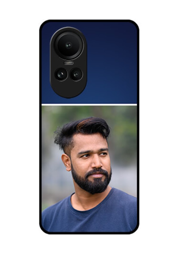 Oppo Reno 10 Pro 5G Personalized Glass Phone Case - Simple Royal Blue Design