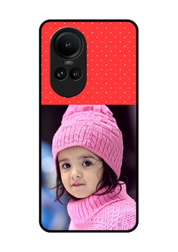 Oppo Reno 10 Pro 5G Photo Printing on Glass Case - Red Pattern Design