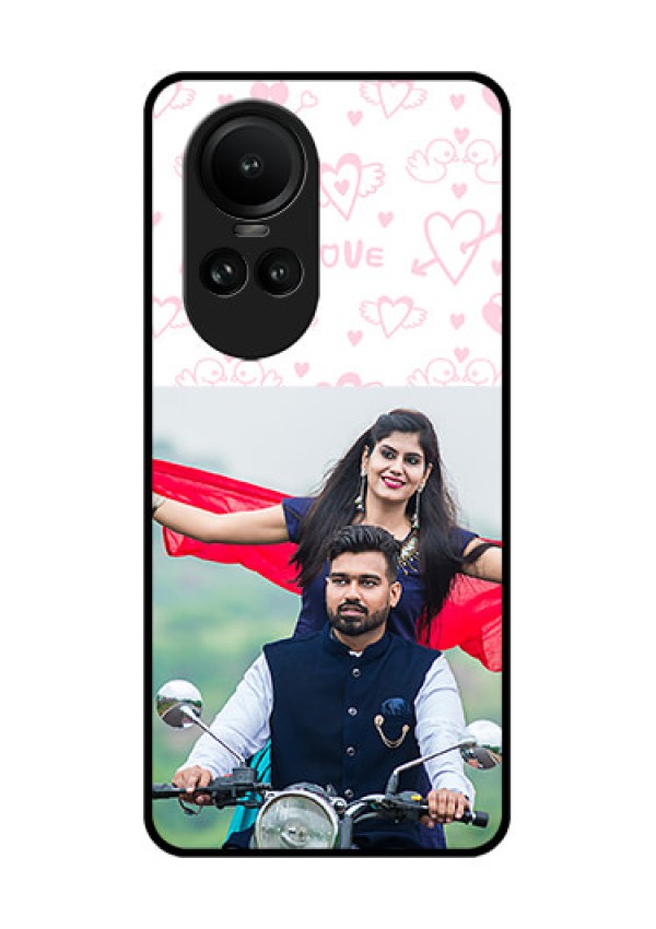 Oppo Reno 10 Pro 5G Custom Glass Mobile Case - Pink Flying Heart Design
