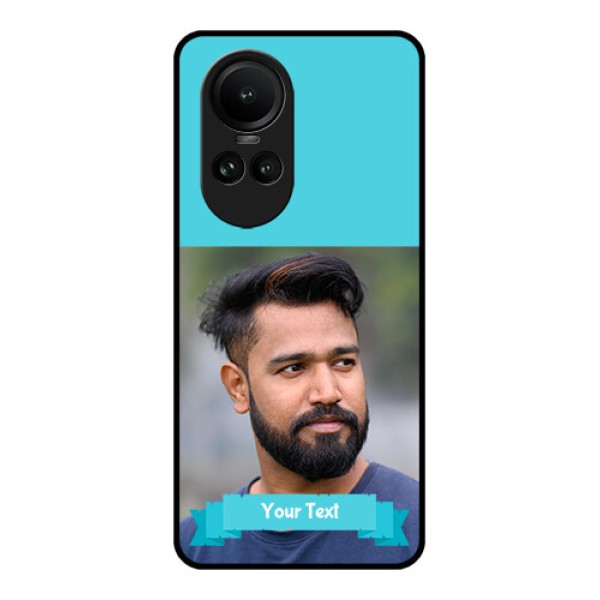 Oppo Reno 10 Pro 5G Personalized Glass Phone Case - Simple Blue Color Design Oppo Reno 10 Pro 5G Personalized Glass Phone Case - Simple Blue Color Design