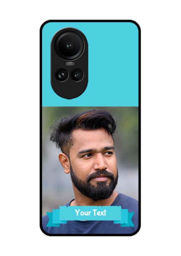 Oppo Reno 10 Pro 5G Personalized Glass Phone Case - Simple Blue Color Design