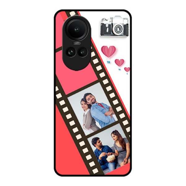 Oppo Reno 10 Pro 5G Personalized Glass Phone Case - 3 Image Holder with Film Reel