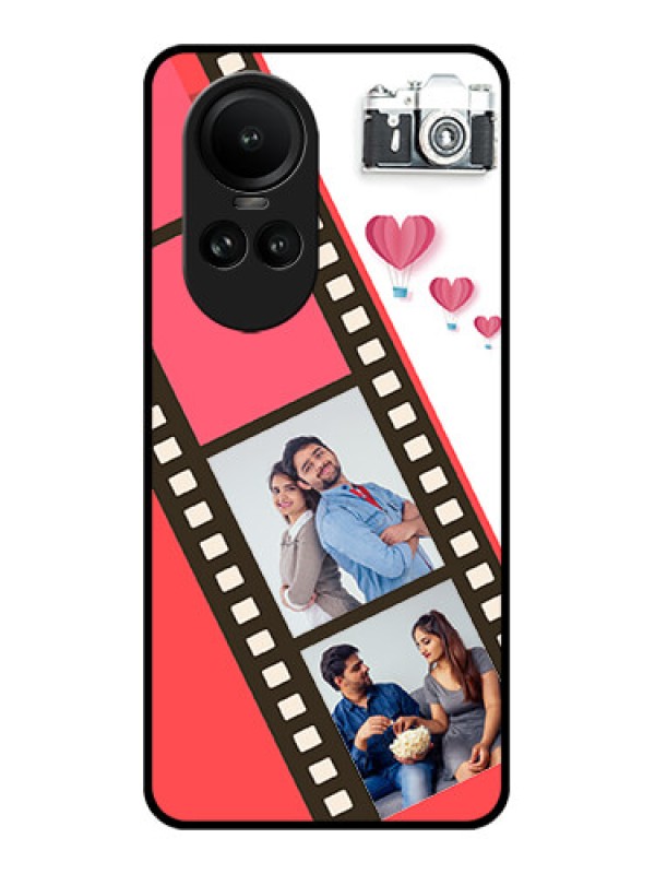 Custom Oppo Reno 10 Pro 5G Personalized Glass Phone Case - 3 Image Holder with Film Reel