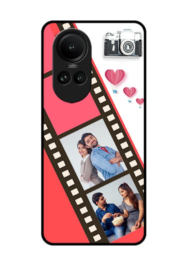 Oppo Reno 10 Pro 5G Personalized Glass Phone Case - 3 Image Holder with Film Reel