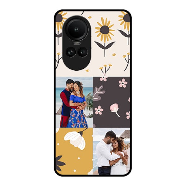 Oppo Reno 10 Pro 5G Photo Printing on Glass Case - 3 Images with Floral Design Oppo Reno 10 Pro 5G Photo Printing on Glass Case - 3 Images with Floral Design
