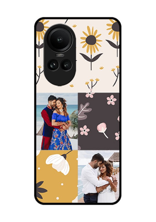 Oppo Reno 10 Pro 5G Photo Printing on Glass Case - 3 Images with Floral Design
