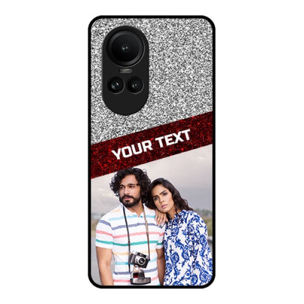 Oppo Reno 10 Pro 5G Personalized Glass Phone Case - Image Holder with Glitter Strip Design Oppo Reno 10 Pro 5G Personalized Glass Phone Case - Image Holder with Glitter Strip Design