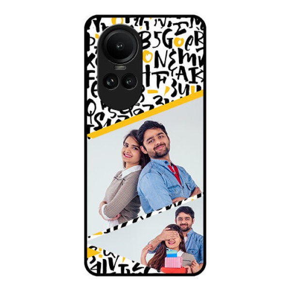 Oppo Reno 10 Pro 5G Custom Glass Mobile Case - Letters Pattern Design
