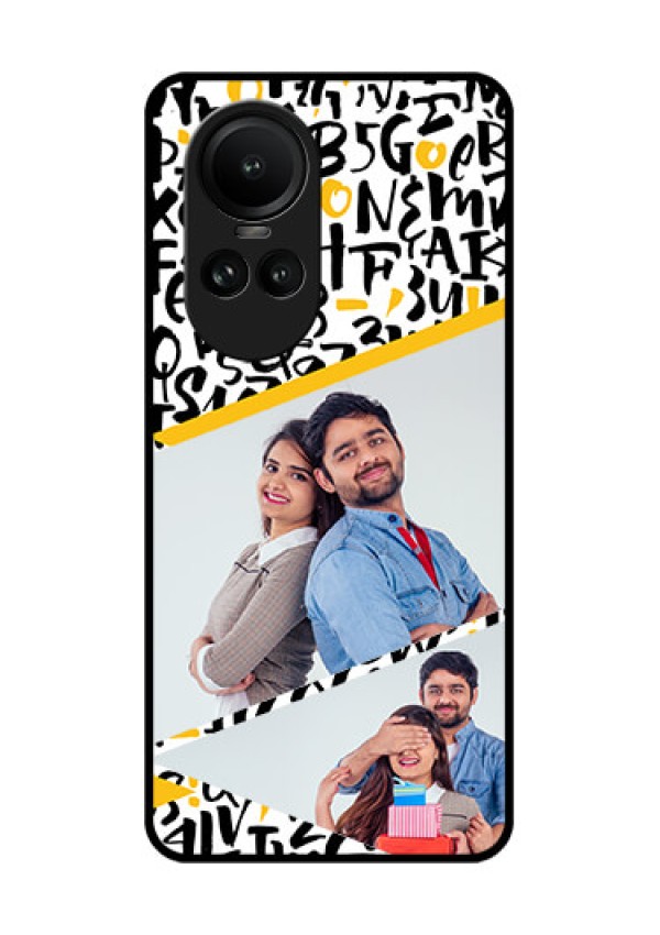 Oppo Reno 10 Pro 5G Custom Glass Mobile Case - Letters Pattern Design