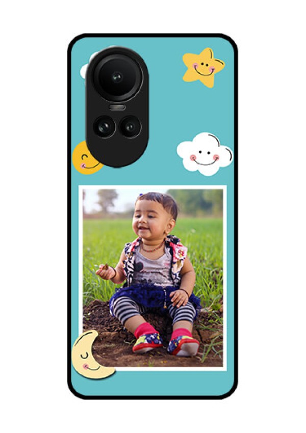 Oppo Reno 10 Pro 5G Personalized Glass Phone Case - Smiley Kids Stars Design