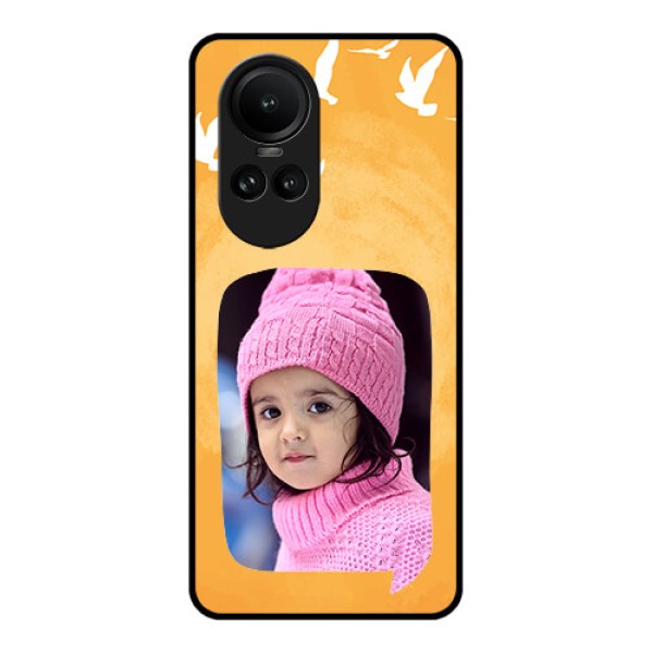 Oppo Reno 10 Pro 5G Personalized Glass Phone Case - Water Color Design with Bird Icons Oppo Reno 10 Pro 5G Personalized Glass Phone Case - Water Color Design with Bird Icons