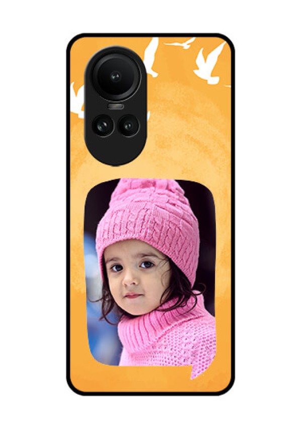 Oppo Reno 10 Pro 5G Personalized Glass Phone Case - Water Color Design with Bird Icons