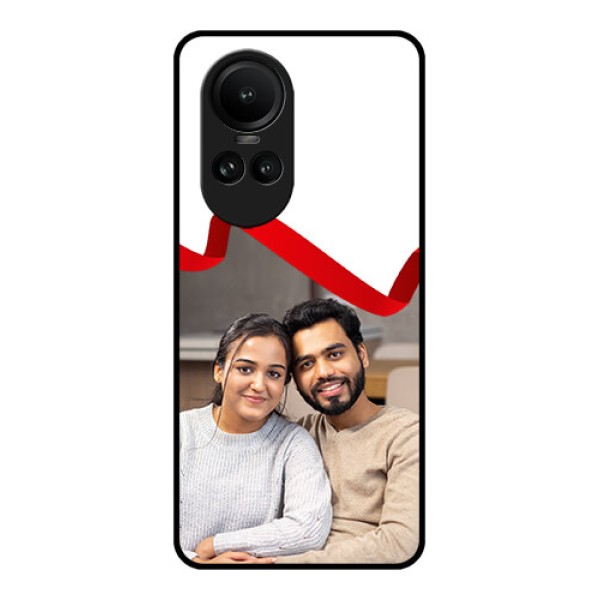 Oppo Reno 10 Pro 5G Photo Printing on Glass Case - Red Ribbon Frame Design