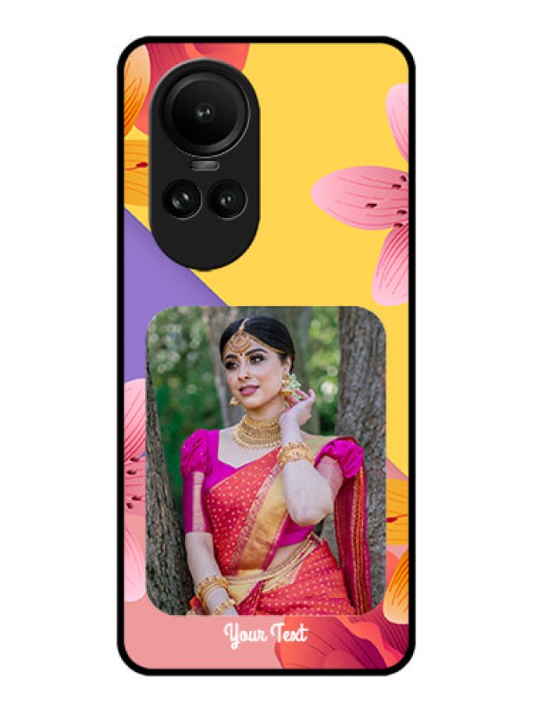 Custom Oppo Reno 10 Pro 5G Custom Glass Mobile Case - 3 Image With Vintage Floral Design