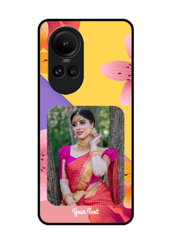 Oppo Reno 10 Pro 5G Custom Glass Mobile Case - 3 Image With Vintage Floral Design