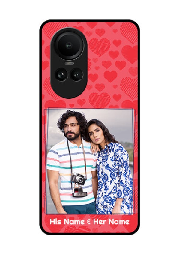 Oppo Reno 10 Pro 5G Photo Printing on Glass Case - with Red Heart Symbols Design