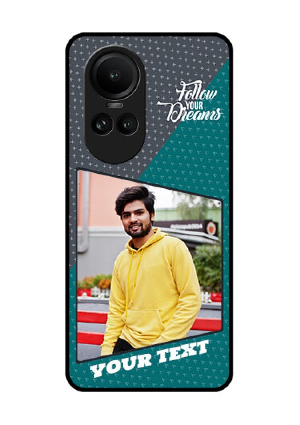 Oppo Reno 10 Pro 5G Personalized Glass Phone Case - Background Pattern Design with Quote
