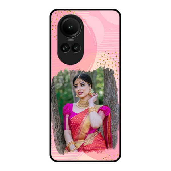 Oppo Reno 10 Pro 5G Personalized Glass Phone Case - Gold Glitter Splash Design