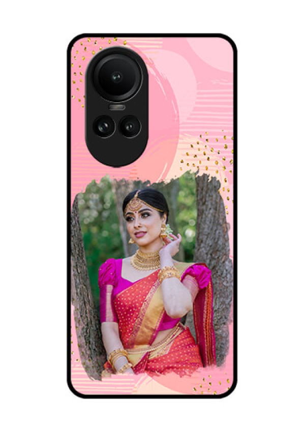Oppo Reno 10 Pro 5G Personalized Glass Phone Case - Gold Glitter Splash Design