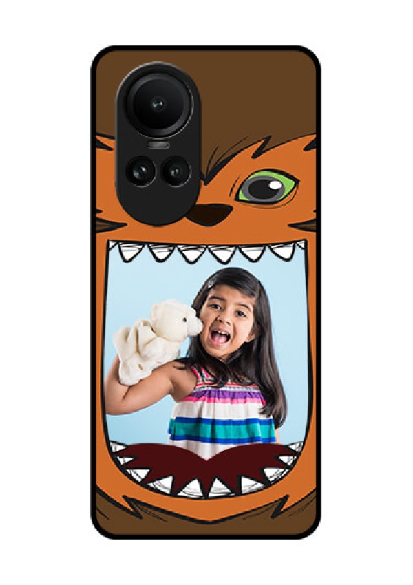 Oppo Reno 10 Pro 5G Photo Printing on Glass Case - Owl Monster Back Case Design