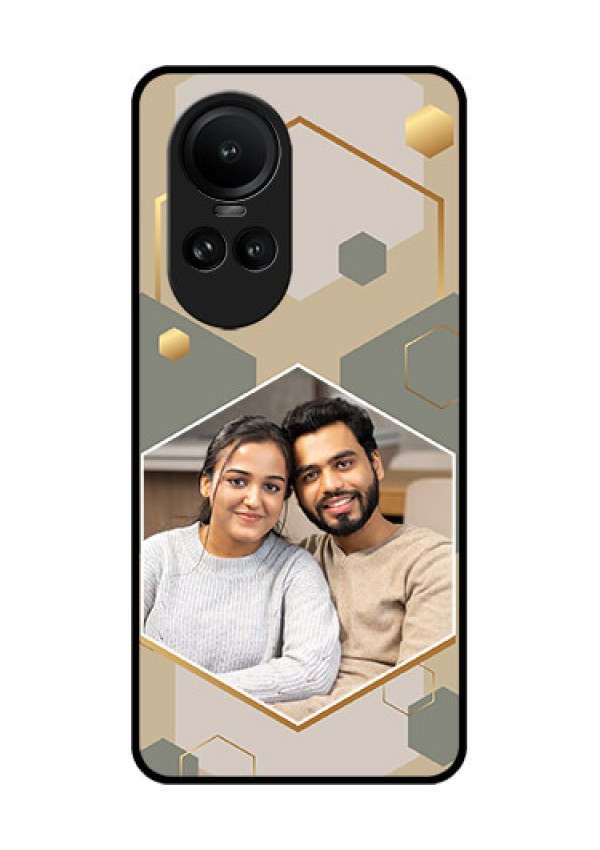 Oppo Reno 10 Pro 5G Photo Printing on Glass Case - Stylish Hexagon Pattern Design