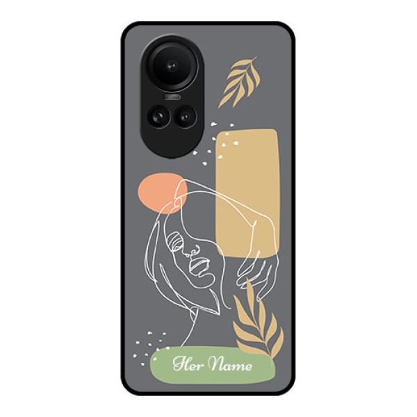 Oppo Reno 10 Pro 5G Custom Glass Phone Case - Gazing Woman line art Design Oppo Reno 10 Pro 5G Custom Glass Phone Case - Gazing Woman line art Design