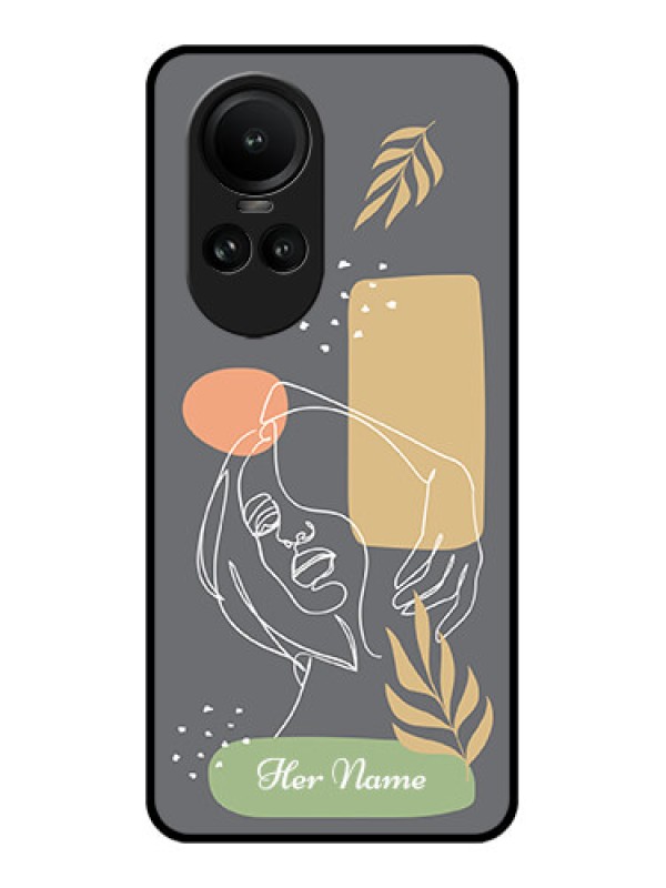 Custom Oppo Reno 10 Pro 5G Custom Glass Phone Case - Gazing Woman line art Design