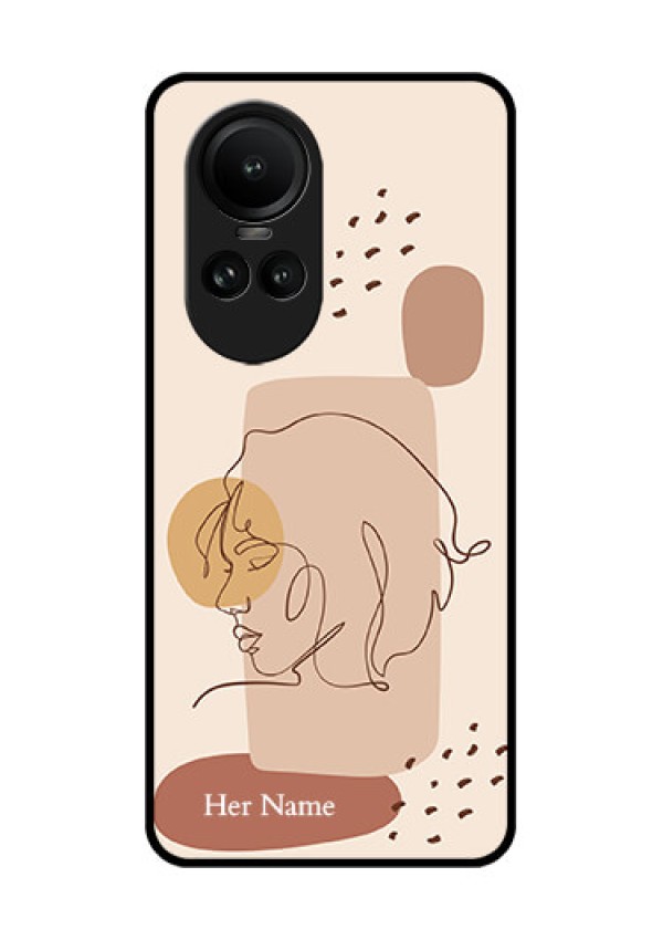 Oppo Reno 10 Pro 5G Photo Printing on Glass Case - Calm Woman line art Design