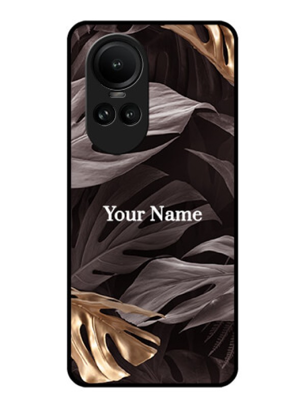 Custom Oppo Reno 10 Pro 5G Personalised Glass Phone Case - Wild Leaves digital paint Design