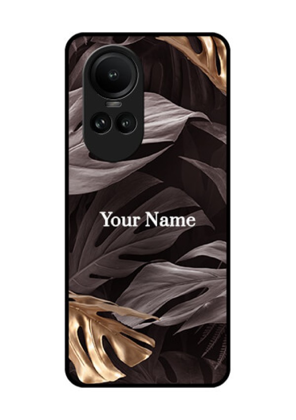 Oppo Reno 10 Pro 5G Personalised Glass Phone Case - Wild Leaves digital paint Design