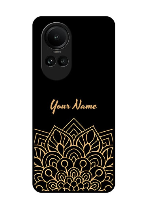 Oppo Reno 10 Pro 5G Custom Glass Phone Case - Golden mandala Design