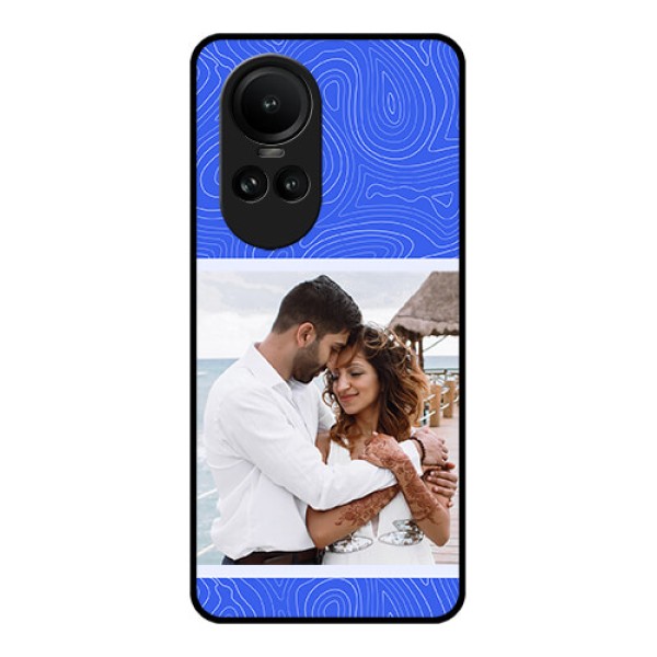 Oppo Reno 10 Pro 5G Custom Glass Mobile Case - Curved line art with blue and white Design Oppo Reno 10 Pro 5G Custom Glass Mobile Case - Curved line art with blue and white Design